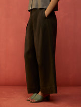 Sumire Curved Hem Linen Co-ord Set - Fern Green