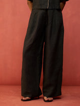 Rohe Sleeveless Linen Kurta Set - Charcoal