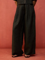 Rohe Sleeveless Linen Kurta Set - Charcoal