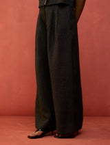 Kiera Cuban Collar Linen Co-ord Set - Charcoal