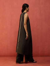 Rohe Sleeveless Linen Kurta Set - Charcoal