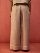 Kiera Cuban Collar Stripe Linen Co-ord Set - Dusty Rose