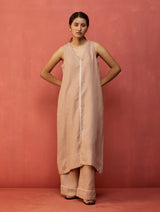Rohe Sleeveless Linen Kurta Set - Dusty Rose