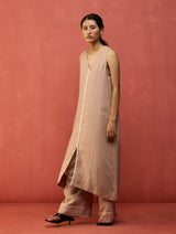 Rohe Sleeveless Linen Kurta Set - Dusty Rose
