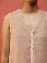 Rohe Sleeveless Linen Kurta Set - Dusty Rose