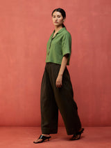 Kiera Cuban Collar Linen Co-ord Set - Fern Green