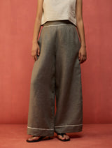 Bonnie Pleated Stripe Linen Co-ord Set - Grey