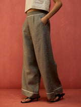 Bonnie Pleated Stripe Linen Co-ord Set - Grey