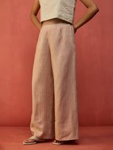 Juno Stripe Linen Pants - Dusty Rose