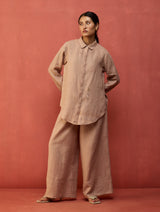 Juno Stripe Linen Pants - Dusty Rose