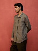 Zuma Hand-Embroidered Linen Shirt - Grey