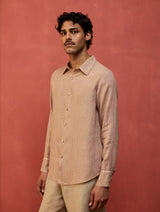 Taka Panelled Stripe Linen Shirt - Dusty Rose