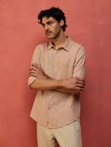 Taka Panelled Stripe Linen Shirt - Dusty Rose
