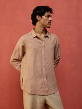 Zuma Hand-Embroidered Linen Shirt - Dusty Rose