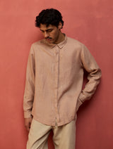 Zuma Hand-Embroidered Linen Shirt - Dusty Rose