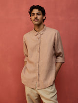Zuma Hand-Embroidered Linen Shirt - Dusty Rose