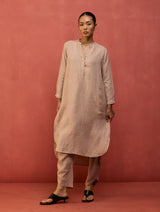 Bunka Stripe Linen Kurta Set - Dusty Rose