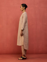 Bunka Stripe Linen Kurta - Dusty Rose