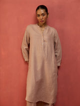 Bunka Stripe Linen Kurta - Dusty Rose