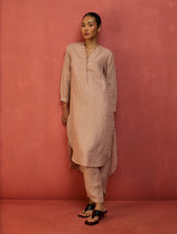 Bunka Stripe Linen Kurta Set - Dusty Rose