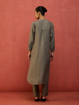 Bunka Stripe Linen Kurta - Grey