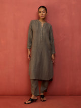 Bunka Stripe Linen Kurta - Grey