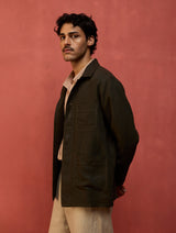 Hoki Forever Linen Shacket - Olive Charcoal