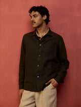 Hoki Forever Linen Shacket - Olive Charcoal