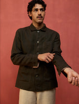 Hoki Forever Linen Shacket - Olive Charcoal