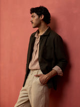 Hoki Forever Linen Shacket - Olive Charcoal
