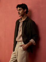 Hoki Forever Linen Shacket - Olive Charcoal
