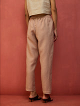 Rena Hand-Embroidered Linen Kurta Set - Dusty Rose