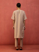 Semma Stripe Linen Kurta - Dusty Rose