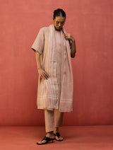 Semma Stripe Linen Kurta Set - Dusty Rose