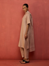 Semma Stripe Linen Kurta Set - Dusty Rose