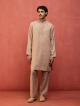 Jiro Timeless Linen Kurta Set - Dusty Rose