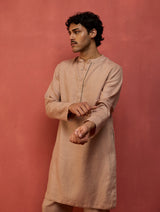 Jiro Timeless Linen Kurta Set - Dusty Rose