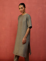 Semma Stripe Linen Kurta - Grey