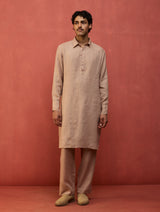 Maso Stripe Linen Kurta Set - Dusty Rose