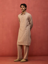 Maso Stripe Linen Kurta Set - Dusty Rose