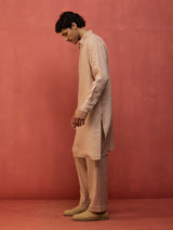 Maso Stripe Linen Kurta - Dusty Rose