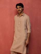 Maso Stripe Linen Kurta - Dusty Rose