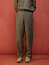 Maso Stripe Linen Kurta Set - Grey