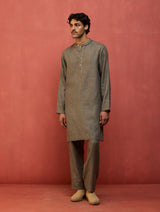 Jiro Timeless Linen Kurta Set - Grey