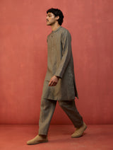 Jiro Timeless Linen Kurta Set - Grey