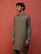 Jiro Timeless Linen Kurta - Grey