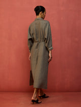 Masaru Buttoned Linen Dress - Grey