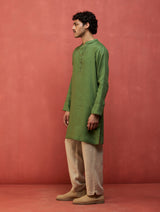 Jiro Timeless Linen Kurta - Fern Green