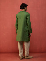 Jiro Timeless Linen Kurta Set - Fern Green