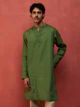 Jiro Timeless Linen Kurta - Fern Green
